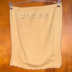 bebe Cream Scalloped-Hem tube top with Crystal Logo
